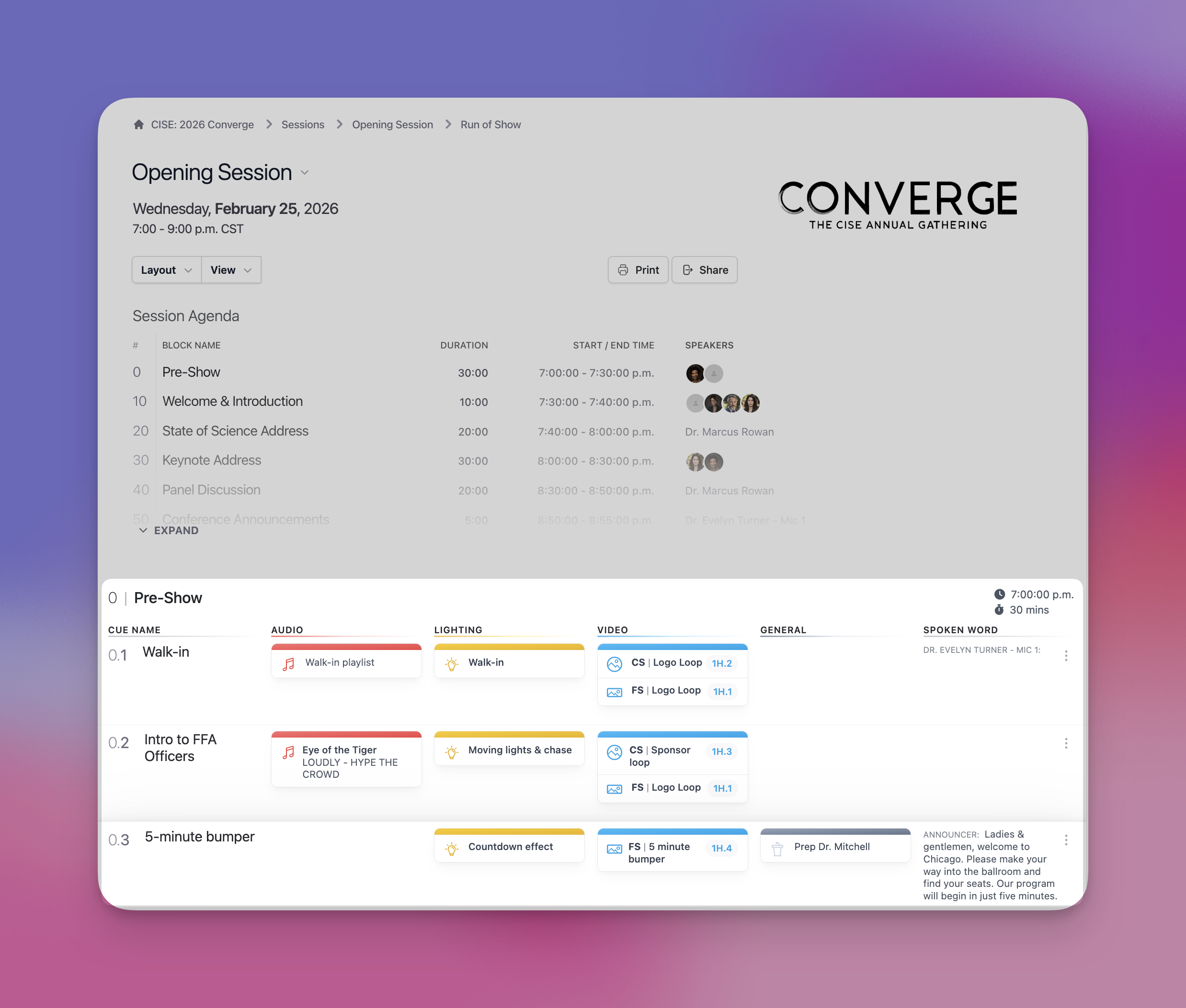Example of the Full Script View