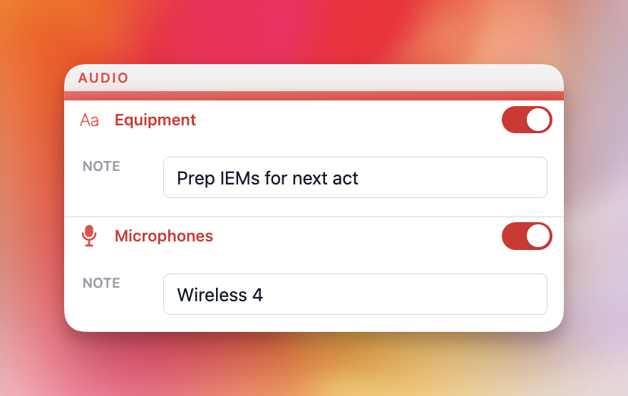 Example of the cue editor