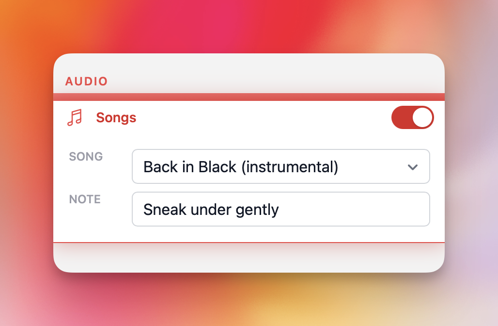 Example of the cue editor